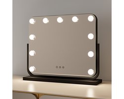 Milton & Oldbrook Hollywood Spiegel met Verlichting 47 x 38 cm Trofa Zwart