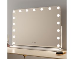 Milton & Oldbrook Hollywood Spiegel met Verlichting 77 x 56 cm Trofa Wit