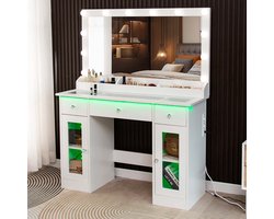 Milton & Oldbrook Kaptafel met LED- & RGB-verlichting Fulda Wit