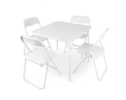 Milton & Oldbrook Klaptafel met 4 Klapstoelen Volos Wit