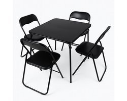 Milton & Oldbrook Klaptafel met 4 Klapstoelen Volos Zwart