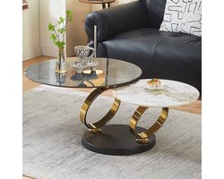 Milton & Oldbrook Salontafel Draaibaar Liverno Marmerlook Zwart - Wit