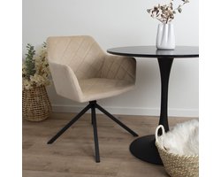 Milton & Oldbrook Velvet Eetkamerstoel Draaibaar Malmo Beige