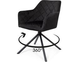 Milton & Oldbrook Velvet Eetkamerstoel Draaibaar Malmo Zwart