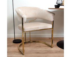 Milton & Oldbrook Velvet Eetkamerstoel Drama Beige - Goud