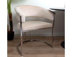 Milton & Oldbrook Velvet Eetkamerstoel Drama Beige - Zilver