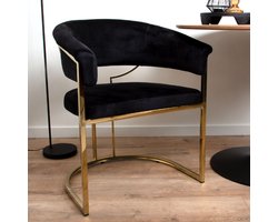 Milton & Oldbrook Velvet Eetkamerstoel Drama Zwart - Goud