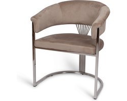 Milton & Oldbrook Velvet Eetkamerstoel Valletta Taupe - Zilver