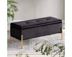 Milton & Oldbrook Velvet Hocker Sintra Zwart