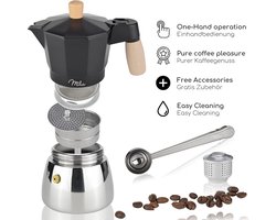 Milu espressomachine - Aluminium roestvrijstaal mokka kan 3/6/9 cups inductie geschikt