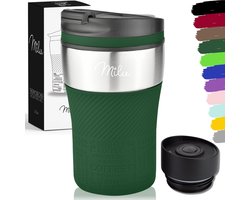 Milu Thermosbeker Koffie To Go - 210 ml 100% Lekvrij - Thermobeker, Koffiebeker To Go, Drinkbeker van Roestvrij Staal - Autobeker Dubbelwandige Isolatie - Thermos Beker Auto- Travel mug - Thermo Beker Olijfgroen