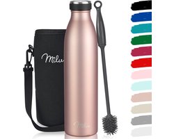 Milu Thermosfles | 350ml 500ml 750ml 1L 1,5L | Geïsoleerde Roestvrijstalen Thermoskan | Lekvrije Dubbelwandige Thermofles voor Warme en Koude Dranken | Thermosflessen Geschikt voor Koolzuurhoudende Dranken | Isoleerfles