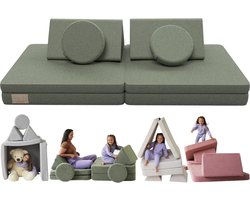 Milula Kids Kindersofa - Speelbank om te Leren & Spelen - Kinderbank van Schuimblokken - Kindercouch & Knuffelhoek in de Kinderkamer - Speelbank van Zachte Bouwstenen