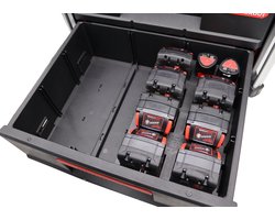 Milwaukee Packout 2 lades kist inzet – Professioneel 3D geprint voor M18 + M12 accu’s - Gereedschapskoffer insert | Organizer voor batterijen | Packout accessoire