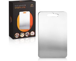 MiMaHome Titanium Snijplank - RVS Cutting Board - Vaatwasserbestendig - Antibacteriëel - Roestvrij - Pro Chef - 100% Titanium - 29x20CM - Snijplanken