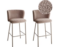 MINA II - Barkruk set van 2 - Bruin - Bouclé