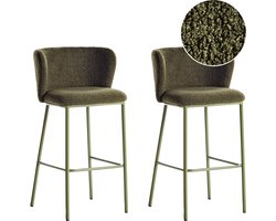 MINA II - Barkruk set van 2 - Donkergroen - Bouclé