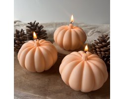 MinaCasa - Oranje Pompoen geurkaarsenset - Pumpkin Spice geur - 3 delig - herfst - Pumpkin - woondecoratie