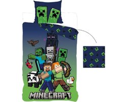 Minecraft Dekbedovertrek - 140 x 200 cm - Katoen - Bijpassend kussensloop van 60 x 70 cm