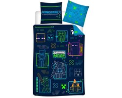 Minecraft Dekbedovertrek cartoon Polyester 140 x 200 cm - 63 x 63 cm
