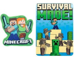 Minecraft slaapkamerset; kussen en fleece deken