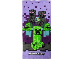 Minecraft Strandlaken paars 70 x 140 cm - katoen