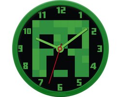Minecraft Wandklok - 25 cm - Kunststof - Groen - Creeper - Jongens