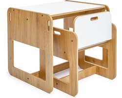 Minera Dove1 Montessori Kinderbureau - Kindertafel en 1 Stoeltjes - Montessori Kindertafel - Peuters tafel - Speeltafel voor Kinderen - Activiteiten Tafel - Zitgroep - 1 tm 5 jaar - Kindermeubels