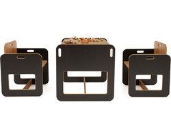 Minera - Kindertafeltje en Stoeltjes - Montessori Speeltafel - Knutseltafel Kind met 2 Stoelen - Peuter & Kleuter - Kinderbureau - Activiteitentafel voor Kinderen - Houten Tafel en Stoel - Kinder Tekentafel - Kindermeubelen Set 1 t/m 6 Jaar - Zwart