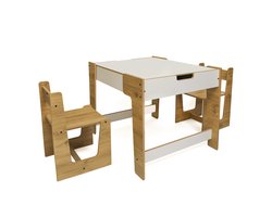 Minera Luxe Kinderbureau met opbergruimte - Montessori kindertafel en stoeltjes - Kindertafel met opbergruimte - Activiteiten tafel - Mooie baby cadeau - Anka 2 stoeltjes met opbergruimte