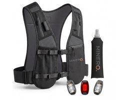Minero Hardloopvest met verlichting - Met Telefoonhouder - Running vest - Dames / Heren - Hardloopvestje - Inclusief 500 ml Softflask - Drinkhouder- Ademend - Verstelbaar Unisex - Veiligheidsvest voor Hardlopen & Fietsen