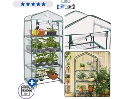 Mini Balkon Kas Tuinkas Met 4 Metalen Planken Transparante PVC Folie Kweekkas Voor Balkon Terras En Tuin Met Ritsdeur Compacte Plantenkas Voor Kruiden Groenten En Bloemen Weerbestendig Stalen Frame 69 x 49 x 157 cm Voor Stadsbalkon En Klein Met Ebook