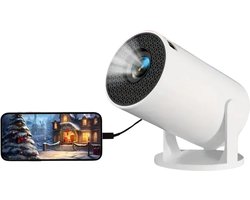 Mini Beamer Draagbaar 2025 - Alles-in-één Smart TV Projector - Android 11.0 - WiFi 6 & Bluetooth 5.2 - 4k Beeldkwaliteit - Wit - Lumen - Home Cinema - Dollssbeauty