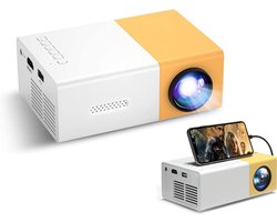 Mini Beamer - Input Tot 1080p Full HD - Projector - Mini Projector - HDMI - USB - Wit / Geel - Smartphone - Draagbaar - Ingebouwde Speaker - HD Beamer Voor Presentatie En Home Cinema - Geel En Wit