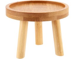 Mini-bloemenkruk, hout, 8 x 7 cm, plantenkruk, bloempot kruk, hout, desktop-bloemenstandaard, hout, plantentafel, klein, voor kleine potten voor vetplanten