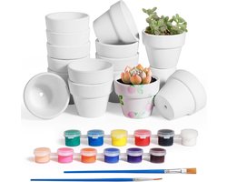 Mini Bloempot Set van 16 Stuks - Witte Terracotta Potjes van 3x5cm voor Vetplanten, Kruidenspiralen en Creatieve DIY Projecten, Herbruikbaar voor Binnen en Buiten