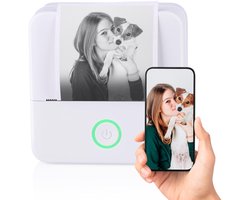 Mini Bluetooth Printer – Draadloze Thermische Printer Smartphone – USB-C Oplaadbaar – Incl. Printpapier – Compacte Printer voor Foto’s en Notities – 8,5 x 8,5 x 4,5 cm – Wit