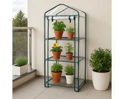 Mini broeikas - 4 verdiepingen - plastic hoes waterdicht - 69x49x162 cm - kleine kweekkas - licht gewicht - gratis troffel