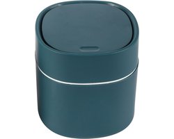 Mini-bureaubak met deksel - Perfect voor kleine ruimtes zoals kantoortafel, auto - winkelsnack, cosmetica en keukenafval - blauw