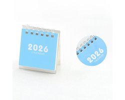 Mini Bureaukalender 2026 - Set van 5 - Kleine Tafelkalender - Dubbele Spiraalbinding - Compacte Planner voor Bureau & Thuis- blauw