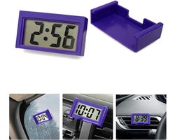 Mini Car Clock - Kleine Digitale Klok - Mini Klok voor Auto - Dashboard - Bureau - Tafel - Badkamer -Paars