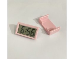 Mini Car Clock - Kleine Digitale Klok - Mini Klok voor Auto - Dashboard - Bureau - Tafel - Badkamer -roze