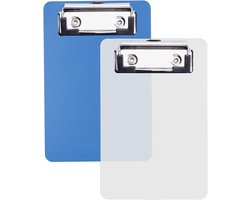 Mini Clipboard met Rubberen Metaalklem, 15 x 10 cm Schrijfbord met Ophangoog, Ideaal voor Notities, Ontwerpen en Documenten (Blauw, Wit)