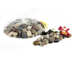 Mini Decoratie steentjes - in netje - 1x kg - natuur kleuren - Voor in plantenbak, vissenkom of kandelaar vaas
