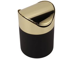 Mini Desktop Vuilnisbak - RVS Clamshell Papieren Mand met Gouden Deksel - Kleine Afvalemmer voor Bureau - Vuilnisbak voor Thuis - Kantoor - Keuken - Make-up Tafel