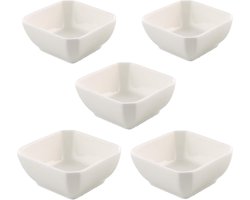 Mini Dip Bowls Keramische Saus Kom | Vierkante Witte Serveergerechten | Sojasaus Schotel voor Ketchup | Snacks en Bijgerechten - Set van 5 | 3 Inch Diameter.