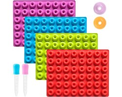 Mini Donuts Candy Mallen van Silicoon, 4 Stuks Rubber Bear Vorm met 2 Druppels, Ideaal voor Chocolade, Gelatine en Zeep Mallen