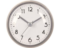 Mini-doucheklok - Badkamerklok waterdicht - Wekker - Waterdichte wandklok - Doucheklok - Digitale klok - Zuignapklok - grijs