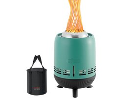 Mini Draagbare Tafelvuurplaats met Opbergtas voor Buiten - Roestvrij Staal 15x24cm Blauw