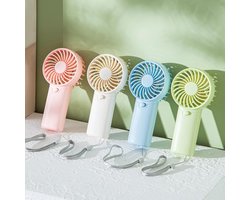 Mini draagbare ventilatoren - 4-pack - 12,7 cm - Werkt op batterijen - Lichtgewicht handventilator - Eén snelheid - Met draagkoord - Stille persoonlijke ventilatoren - Geschikt voor kantoor/buiten/reizen/woon-werkverkeer/make-up